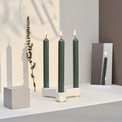 Bougies La Française 12 Bougies Droites 7h Vert Intemporel -Bougeoirs Soldes Magasin 12 bougies droites 7h vert intemporel 2