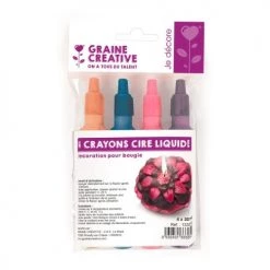 Graine Créative Bougies 4 Crayons De Cire à Bougie Liquide -Bougeoirs Soldes Magasin 4 crayons de cire a bougie liquide 1