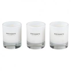 LANADECO Boîte 3 Bougies Parfumées Verre Blanc 10h