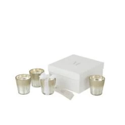 LANADECO Boîte De 4 Bougies Parfumée Verre Or -Bougeoirs Soldes Magasin boite de 4 bougies parfumee verre argent