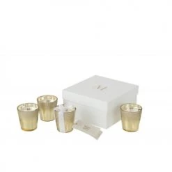 LANADECO Boîte De 4 Bougies Parfumée Verre Or