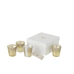 LANADECO Boîte De 4 Bougies Parfumée Verre Or -Bougeoirs Soldes Magasin boite de 4 bougies parfumee verre or 3