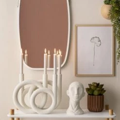 Present Time Bougeoirs Bougeoir 4 Bougies En Polyrésine Blanc -Bougeoirs Soldes Magasin bougeoir 4 bougies en polyresine blanc 2