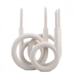 Present Time Bougeoirs Bougeoir 4 Bougies En Polyrésine Blanc -Bougeoirs Soldes Magasin bougeoir 4 bougies en polyresine blanc 3