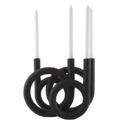 Present Time Bougeoirs Bougeoir 4 Bougies En Polyrésine Noir -Bougeoirs Soldes Magasin bougeoir 4 bougies en polyresine noir 4