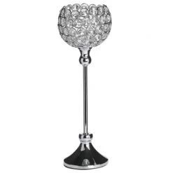 Beliani Bougeoirs Bougeoir à Pied Argenté 27 Cm