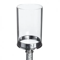 Beliani Bougeoirs Bougeoir à Pied Argenté 48 Cm -Bougeoirs Soldes Magasin bougeoir a pied argente 48 cm 2