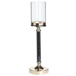 Beliani Bougeoirs Bougeoir à Pied Doré Et Noir 48 Cm