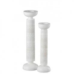 LANADECO Bougeoirs Bougeoir Colonne Africaine Résine Blanc H42,5cm -Bougeoirs Soldes Magasin bougeoir colonne africaine resine blanc h42 5cm 2