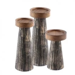 Zago Bougeoirs Bougeoir En Bois De Manguier Et Métal Noir Et Or M -Bougeoirs Soldes Magasin bougeoir en bois de manguier et metal noir et or m 3