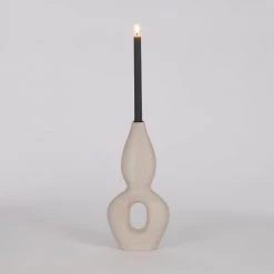 Mica Decorations Bougeoirs Bougeoir En Céramique Blanc H35 -Bougeoirs Soldes Magasin bougeoir en ceramique blanc h35 4