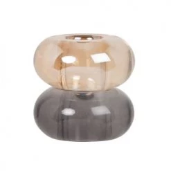 Maisons Du Monde Bougeoirs Bougeoir En Cristal Gris Et Cuivré