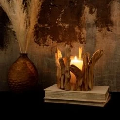 Maisons Du Monde Bougeoirs Bougeoir En Lithocarpus Et Verre -Bougeoirs Soldes Magasin bougeoir en lithocarpus et verre 1000 8 10 203821 4