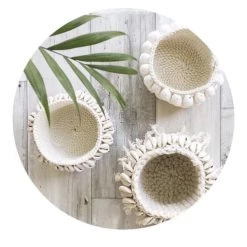 Bazar Bizar Bougeoirs Bougeoir En Macramé Et Kai Blanc Petit Modèle -Bougeoirs Soldes Magasin bougeoir en macrame et kai blanc petit modele 2