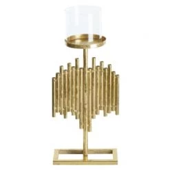 Beliani Bougeoirs Bougeoir En Métal Doré 47 Cm