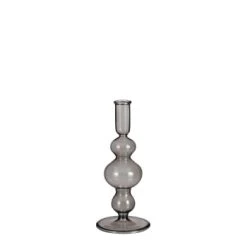 Mica Decorations Bougeoirs Bougeoir En Verre Gris Foncé H23 -Bougeoirs Soldes Magasin bougeoir en verre gris fonce h23 4