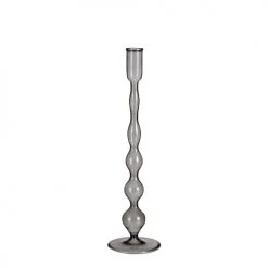 Mica Decorations Bougeoirs Bougeoir En Verre Gris Foncé H33