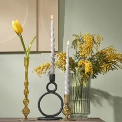 Mica Decorations Bougeoirs Bougeoir En Verre Jaune Clair H33 -Bougeoirs Soldes Magasin bougeoir en verre jaune clair h33 6