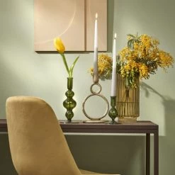 Mica Decorations Bougeoirs Bougeoir En Verre Vert Foncé H23 -Bougeoirs Soldes Magasin bougeoir en verre vert fonce h23 4