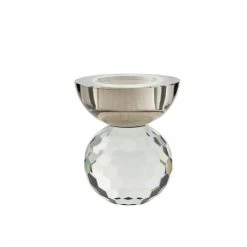 Lene Bjerre Bougeoirs Bougeoir Lola En Verre Gris H8,5cm