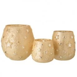 LANADECO Bougeoirs Bougeoir Verre Antique Or H17,5cm -Bougeoirs Soldes Magasin bougeoir verre antique or h17 5cm 3