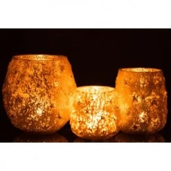 LANADECO Bougeoirs Bougeoir Verre Antique Or H17,5cm -Bougeoirs Soldes Magasin bougeoir verre antique or h17 5cm 5