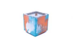 Junny Bougies Bougie En Béton Coloré Turquoise Fleur Oranger -Bougeoirs Soldes Magasin bougie beton colore marbre turquoise et orange fleur oranger 4