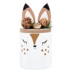 Maisons Du Monde Décorations Lumineuses De Noël Bougie Biche Parfumée En Céramique Blanche, Beige Et Marron 125g