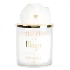 Maisons Du Monde Décorations Lumineuses De Noël Bougie Chat Parfumée En Verre Imprimé Doré Et Rose 130g