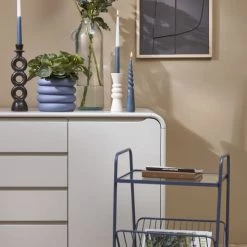 Mica Decorations Bougies Bougie Conique Torsadée En Couleur Bleue H25 -Bougeoirs Soldes Magasin bougie conique torsadee en couleur bleue h25 4