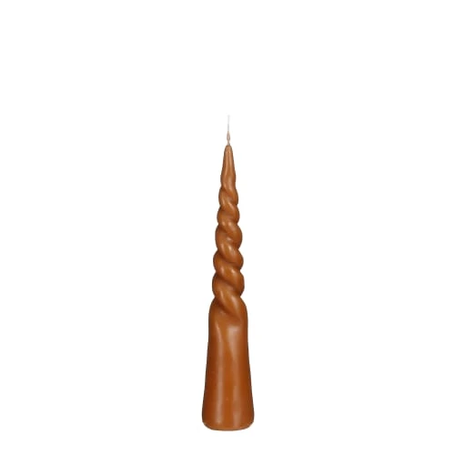 Mica Decorations Bougies Bougie Conique Torsadée En Couleur Brune H25 3 Mica Decorations Bougies Bougie Conique Torsadée En Couleur Brune H25