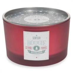 Maisons Du Monde Décorations à Poser De Noël Bougie De Noël Parfumée En Verre Rouge Imprimé