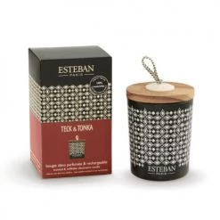 Esteban Bougies Bougie Déco Parfumée Rechargeable Teck Et Tonka
