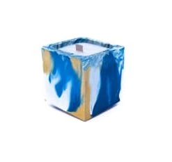 Junny Bougies Bougie En Béton Coloré Jaune Fleur De Monoï -Bougeoirs Soldes Magasin bougie en beton colore marbre bleu et jaune fleur de monoi 4