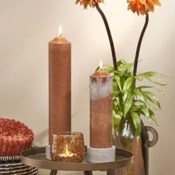 Mica Decorations Bougies Bougie En Stéarine Brun Clair H30 -Bougeoirs Soldes Magasin bougie en stearine brun clair h30 2