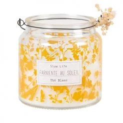 Maisons Du Monde Bougies Bougie Lanterne Parfumée En Verre à Motifs Jaune Moutarde, 280g - Lot De 2