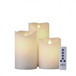 Sirius Bougies Bougie Lumineuse LED Cire Flamme Vacillante Set De 3