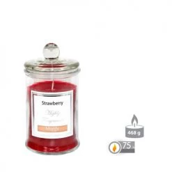 Wadiga Bougies Bougie Parfumée Dans Pot En Verre Fraise 9,5x17cm -Bougeoirs Soldes Magasin bougie parfumee dans pot en verre fraise 9 5x17cm 2