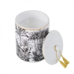 Maisons Du Monde Bougies Bougie Parfumée En Céramique Noire Et Blanche Imprimée, 650g