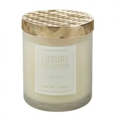 Maisons Du Monde Bougies Bougie Parfumée En Verre Bleu Et Couvercle En Métal Doré 840g