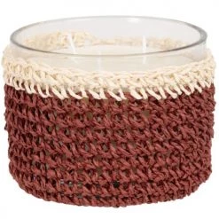 Maisons Du Monde Bougies Bougie Parfumée En Verre Et Tissu Style Crochet Violet Et Beige 350g