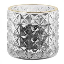 Maisons Du Monde Bougies Bougie Parfumée En Verre Taillé Teinté Gris Clair Et Doré, 210g - Lot De 2