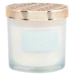 Maisons Du Monde Décorations à Poser De Noël Bougie Parfumée Corail En Verre Et Métal Doré, 350g -Bougeoirs Soldes Magasin bougie parfumee en verre teinte bleu clair et metal dore 350 g 1000 12 40 190157 1 1