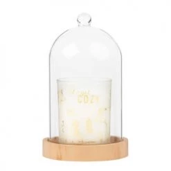 Maisons Du Monde Décorations à Poser De Noël Bougie Parfumée Imprimé Doré Sous Cloche En Verre