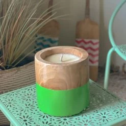 Pirouette Paris Bougies Bougie Pot En Teck Vert D40 -Bougeoirs Soldes Magasin bougie pot en teck vert d40 3