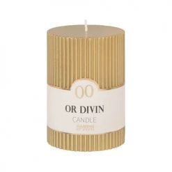 Maisons Du Monde Bougies Bougie Striée Dorée H10 - Lot De 2