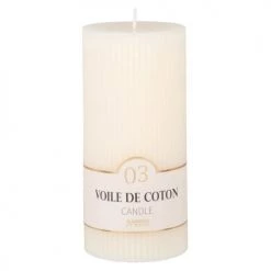 Maisons Du Monde Bougies Bougie Striée Parfumée Blanche H15, 500g