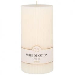 Maisons Du Monde Bougies Bougie Striée Parfumée Blanche H18, 1000g
