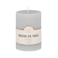 Maisons Du Monde Bougies Bougie Striée Parfumée Grise H10, 340g - Lot De 2