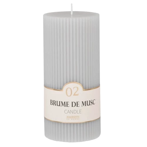 Maisons Du Monde Bougies Bougie Striée Parfumée Grise H15, 500g 3 Maisons Du Monde Bougies Bougie Striée Parfumée Grise H15, 500g
